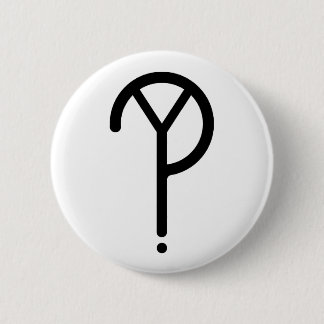 Black Y? Symbol- On White Button