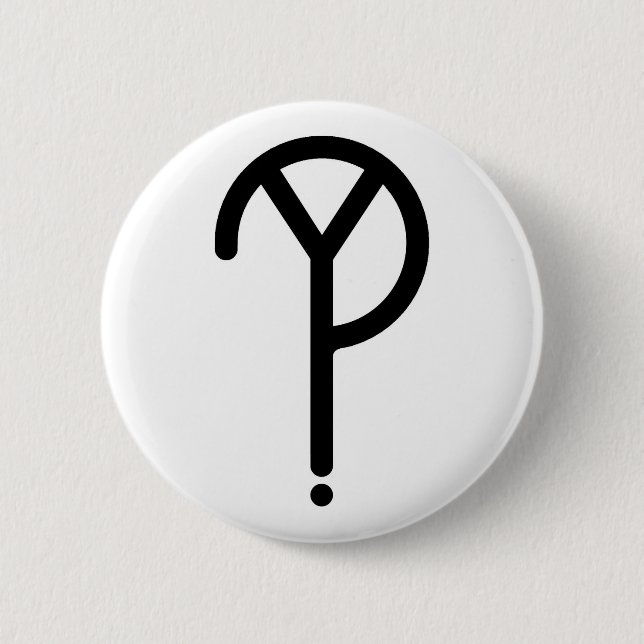 Black Y? Symbol- On White Button (Front)
