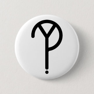 Black Y? Symbol- On White Button