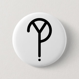 Black Y? Symbol- On White Pinback Button