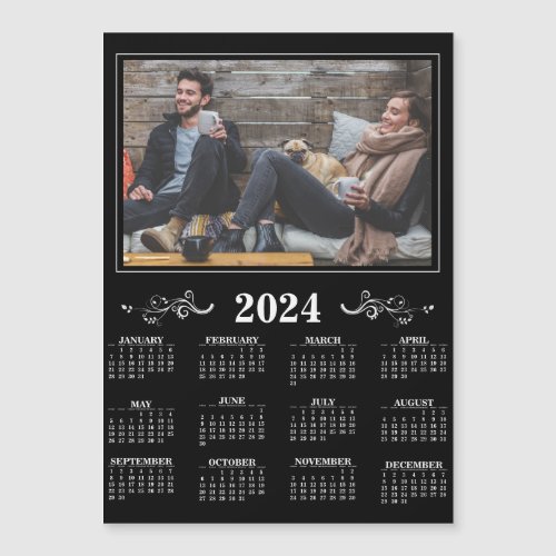 Black Year 2024 Photo Calendar with Foliage 