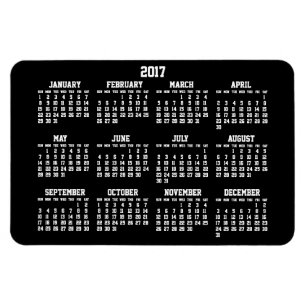 Black Yearly Calendar 2017 Large Flexible Magnets