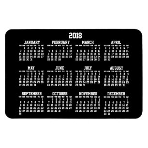 Black Yearly Calendar 2018 Large Flexible Magnets
