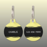 Black yellow add a name and contact number pet ID tag<br><div class="desc">Pet ID tag
Add a name and a contact number.
Black and yellow.</div>