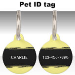 Black yellow add a name and contact number pet ID tag<br><div class="desc">Pet ID tag
Add a name and a contact number.
Black and yellow.</div>