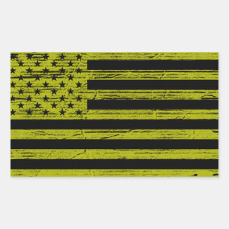 Black & Yellow American USA Flag Grunge Stickers