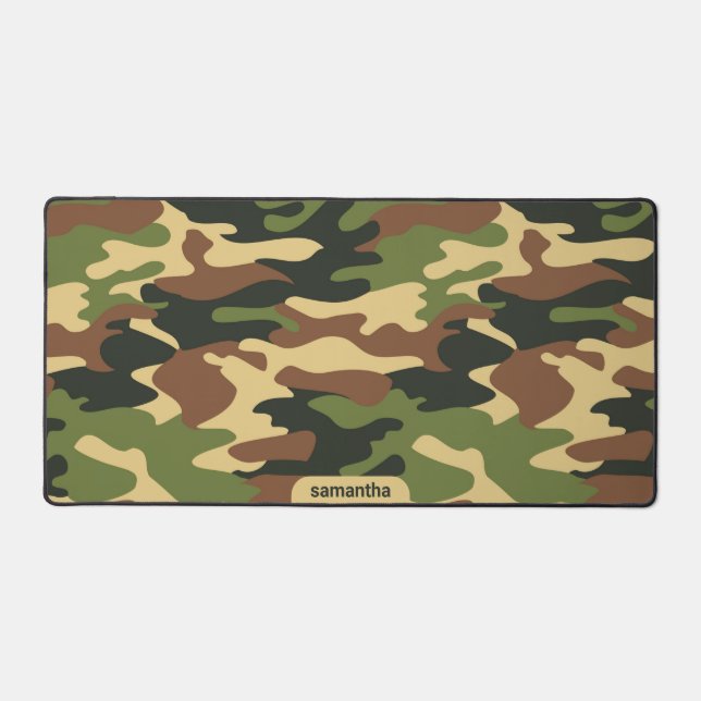 Black yellow and brown camouflage pattern desk mat (Front)