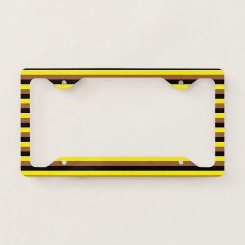 Black Yellow and Brown Stripes License Plate Frame