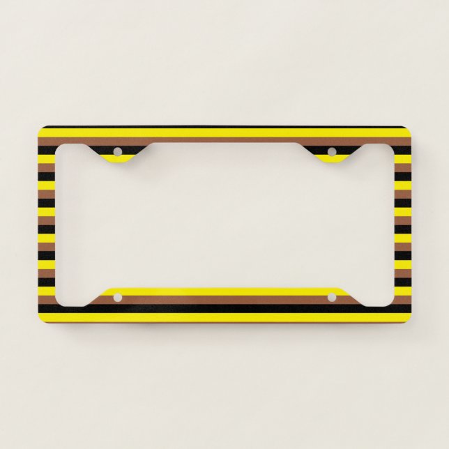 Black, Yellow and Brown Stripes License Plate Frame (Front)