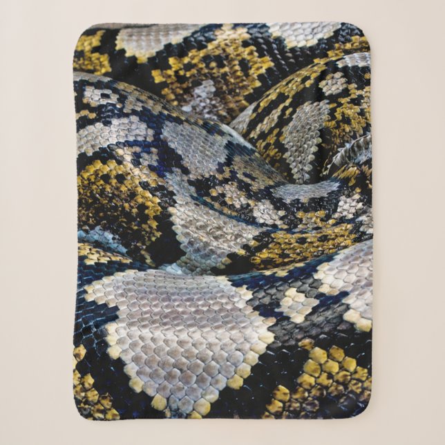 Black, yellow, and gray python sherpa blanket (Front)
