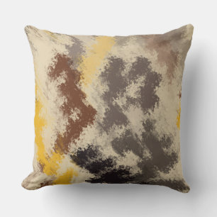 Black, yellow and orange abstract throw pillow