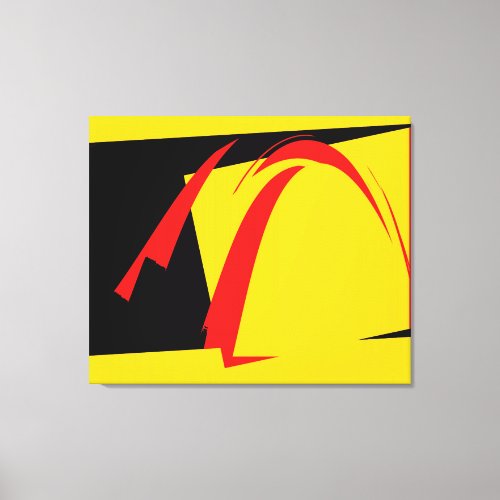 Black Yellow and Red Retro Abstract Art Deco Canvas Print