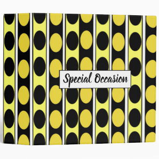 Black, Yellow and White Polka Dots Binder
