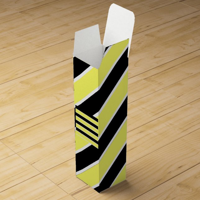 Black, Yellow and White Stripe Wine Box (Opened)