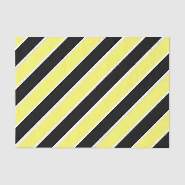Black, Yellow and White Striped Tissue Paper (Front)