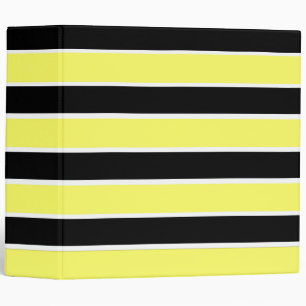 Black, Yellow and White Stripes 3 Ring Binder