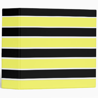 Black, Yellow and White Stripes 3 Ring Binder