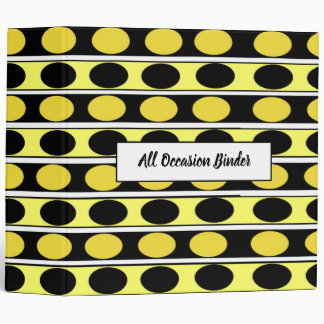 Black, Yellow and White Stripes and Polka Dots Binder
