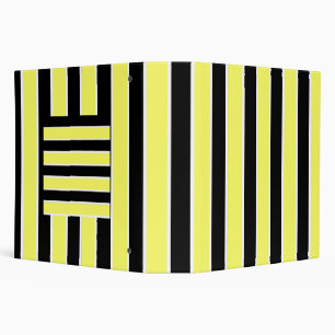Black, Yellow and White Stripes Binder
