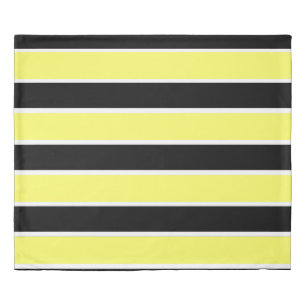Black, Yellow and White Stripes Duvet Cover