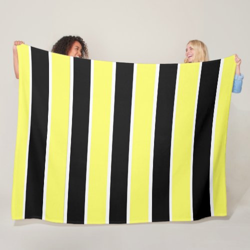 Black Yellow and White Stripes Fleece Blanket