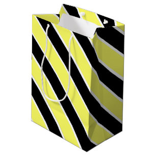 Black, Yellow and White Stripes Medium Gift Bag