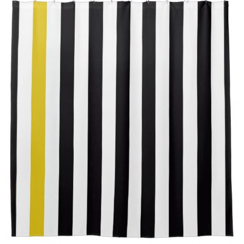 Black Yellow And White Stripes Shower Curtain