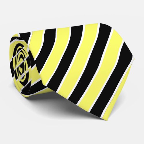 Black Yellow and White Stripes Tie