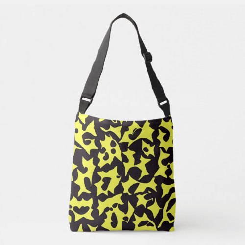 Black yellow art pattern Crossbody Bags