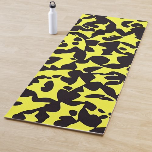 Black yellow art pattern Yoga Mat
