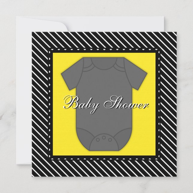 Black Yellow Baby Shower Invitations (Front)