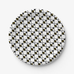 Black yellow bee bumblebee honeybee pattern paper plates