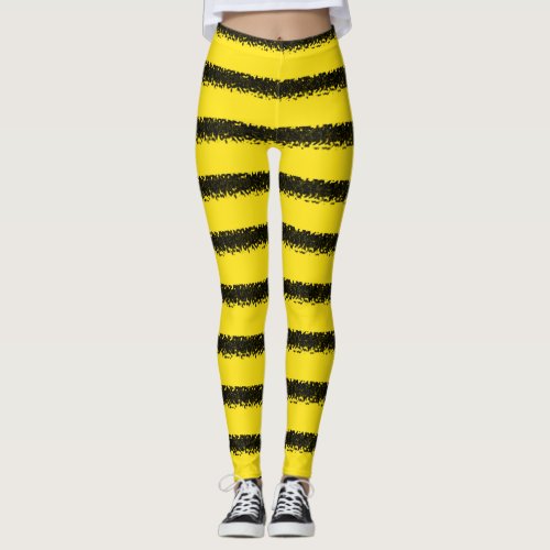 Black Yellow Bee_Inspired Stripes Leggings