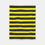 [ Thumbnail: Black, Yellow Bee-Like Stripes Pattern Fleece Blanket ]