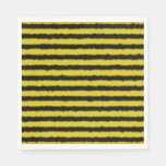 [ Thumbnail: Black/Yellow Bee-Like Stripes Pattern Napkins ]