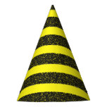 [ Thumbnail: Black, Yellow Bee-Like Stripes Pattern Party Hat ]