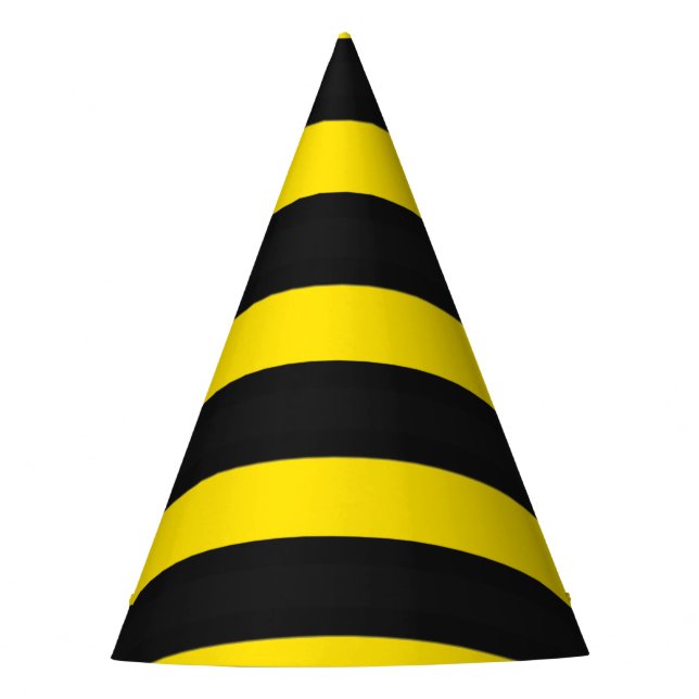 Black/Yellow Bee-Like Stripes Pattern Party Hat (Front)