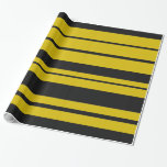 [ Thumbnail: Black & Yellow Bee-Like Stripes Wrapping Paper ]