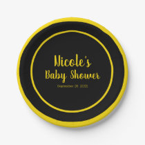 Black & Yellow Bee Theme Baby Shower Paper Plates