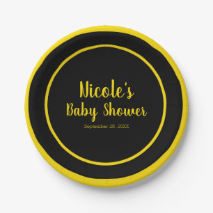 Black & Yellow Bee Theme Baby Shower Paper Plates
