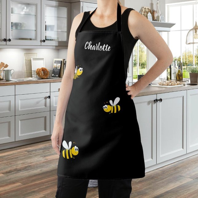 Black yellow bees name apron (Creator Uploaded)