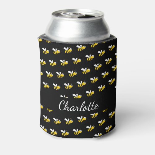 Black yellow bees name script can cooler