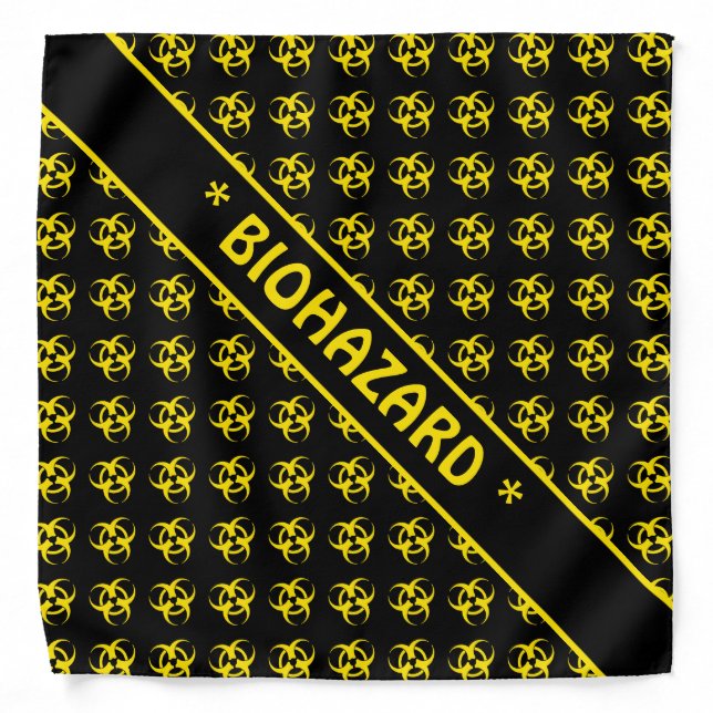 Black & Yellow Biohazard w/ Custom Text Bandana (Front)