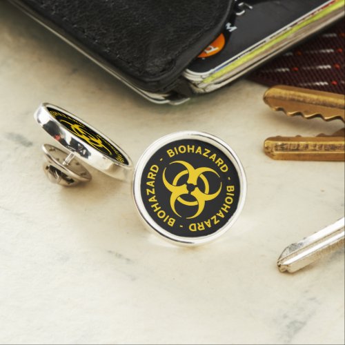 Black  Yellow Biohazard Warning Pin