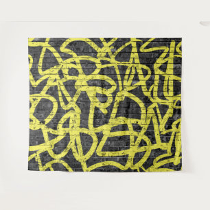 Black Yellow Brick Graffiti Hip Hop Party Backdrop