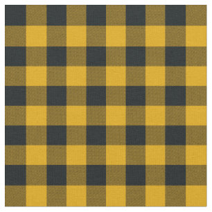 Black & Yellow Buffalo Checkered Plaid Rustic Fabric