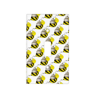 Black Yellow Cartoon Bee Bumblebee Honeybee Light Switch Cover