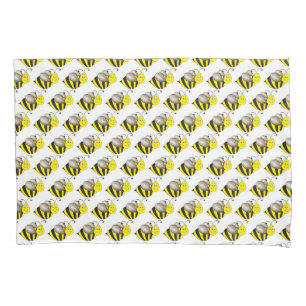 Black Yellow Cartoon Bee Bumblebee Honeybee Pillow Case