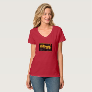 Black Yellow Challenge Women V-Neck T-Shirt