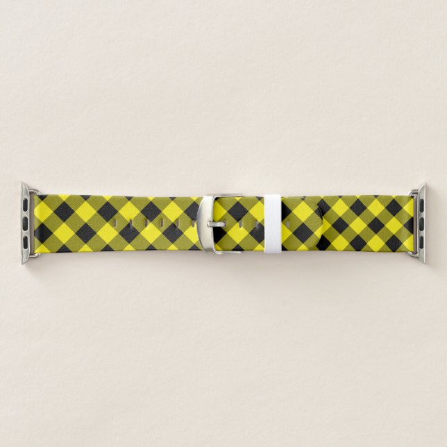 Black Yellow Check pattern Apple Watch Band (Band)
